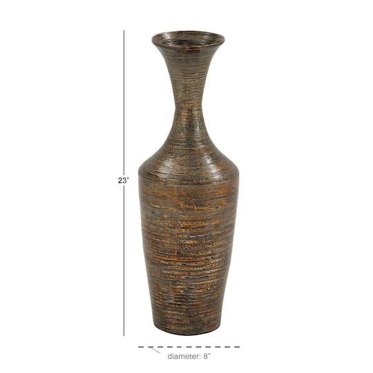 Dark Brown Bamboo Traditional Vase